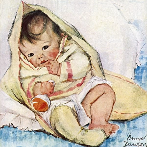 Baby in a blanket by Muriel Dawson