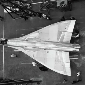 Bac 221 Supersonic Prototype in 1964 in a Hangar at Filt?