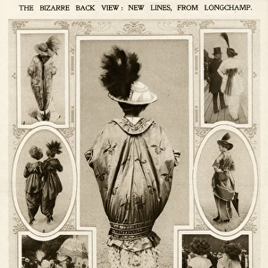 Backview of fashionable racegoers clothing 1913