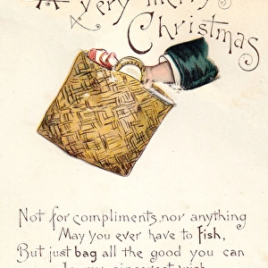 Bag with punning verse on a Christmas card