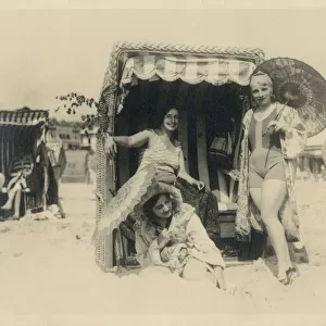 Bansin, Germany, Three British women on holiday on the beach