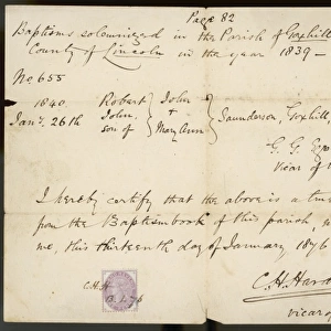 Baptism Note 1876