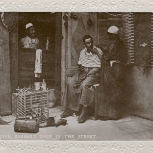 Barbers Shop in the street in Egypt