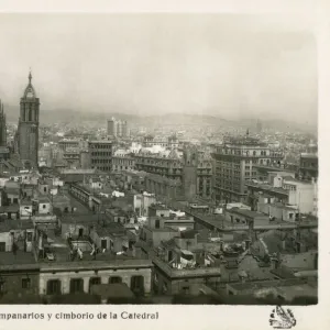 Barcelona, Spain - Bell towers and dome of the Cathedral