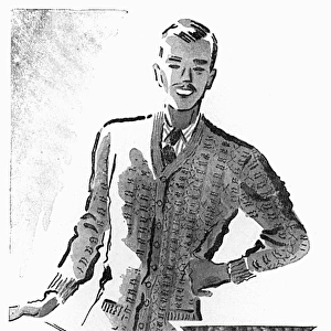 Basket stitch mens cardigan, circa 1941