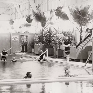 Bathers at an indoor swimming pool, France, c. 1890 s