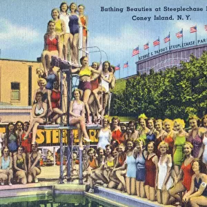 Bathing Beauties at Steeplechase Park Pool, Coney Island, NY, USA