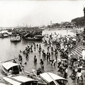 Bathing ghat on the Hooghly River Calcutta, India