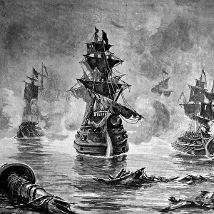 Battle between the English Fleet and Spanish Armada, 1588
