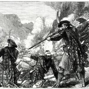 The Battle of Glen Shiel, a narrow pass in the north-west Highlands of Scotland The Battle of Glen Shiel, a narrow pass in the north-west Highlands of Scotland