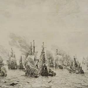 The Battle of Livorno (Leghorn), c. 1659, by Willem van de Ve