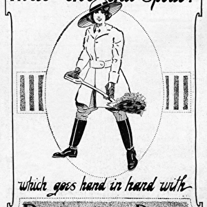 Beechams Pills advert with land girl, WW1