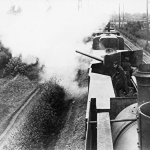 Belgian armoured train in action, WW1