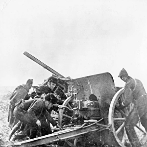 Belgian gunners during evacuation of Antwerp, WW1