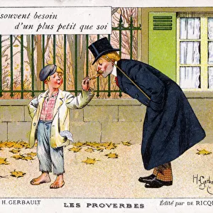 Belgian Proverb - Needing help, no matter whom provides it