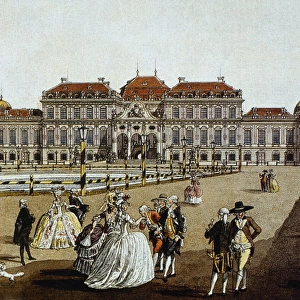 Belvedere Palace. Vienna. Austria. Engraving. Colored. 1785