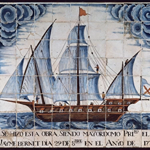 Bergantina. Ceramic panel. 1779. Spain