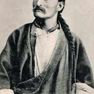 Bhutia man with long pigtail - Darjeeling
