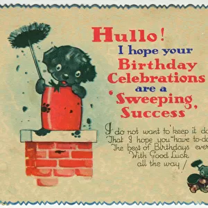 Birthday card, Chimney Sweep Dog