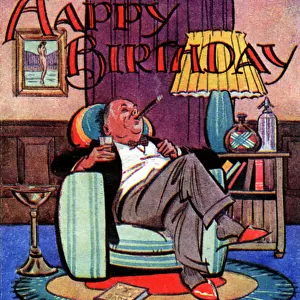 Birthday card - Man relaxing in a chair