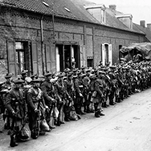 Black Watch troops on parade, Western Front, WW1