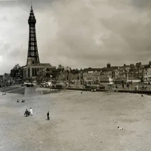 Blackpool Tower and beach, Lancashire