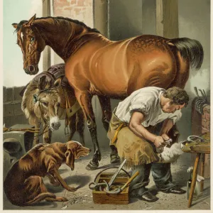 Blacksmith & Horse 19C