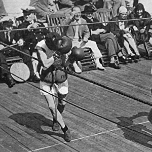 Blindfold boxing match on board the Berengaria