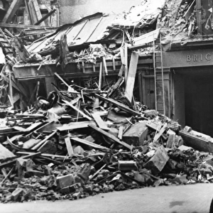 Blitz in London -- debris outside Soho fire station, WW2