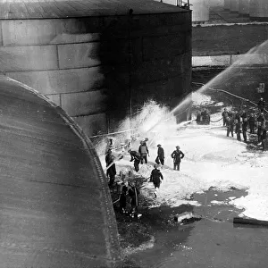 Blitz in London -- oil tank fire, Thames Haven, WW2