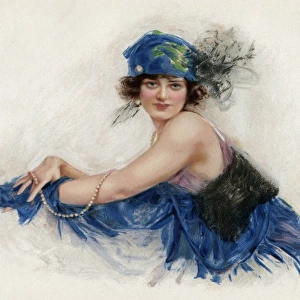 Blue headscarf with plumes 1924