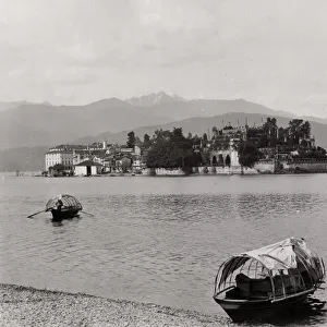 Boat on the shore at Isola Bella, Lake Maggiore, Italy