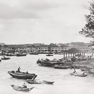 Boats in the harbour, likely Singapore