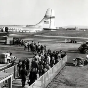 Boeing 377 Stratocruiser of Pan Am at Los Angeles, 1949