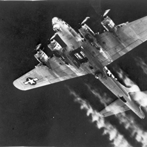 A Boeing B-17G Flying Fortress prepares to drop its bombload