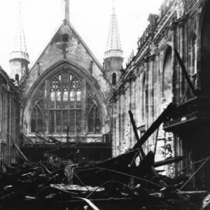 Bomb damage at the Guildhall, City of London, WW2