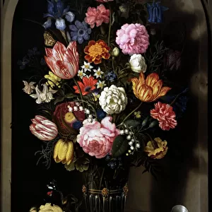 Bouquet of flowers in a stone niche, 1618, by Ambrosius Boss