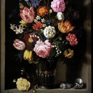 Bouquet of flowers in a stone niche, 1618, by Ambrosius Boss