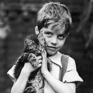 Boy Holding a Kitten