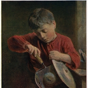 Boy repairing a clock -- Something Wrong with the Works