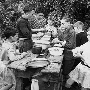 Boys Club potato peeling 1931