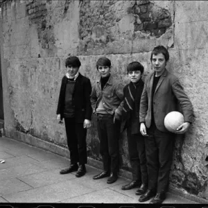 Boys with flag and football, Belfast, Northern Ireland