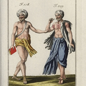 Brahmin in turban carrying a book, and an Indian
