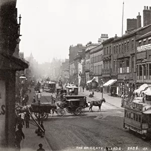 Briggate, street in Leeds, horse drawn trams