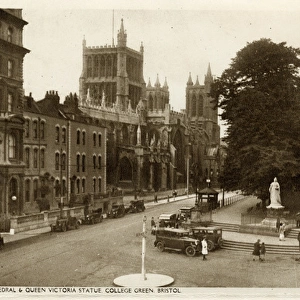 Bristol - College Green, Cathedral and Queen Victoria Statue