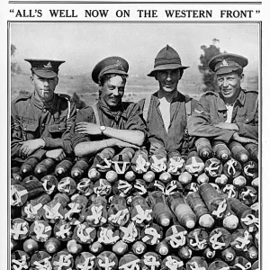 British artillery men with shells, WW1