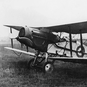 British Bristol fighter biplane on an airfield, WW1