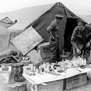 British camp with medical dispensary, Western Front, WW1