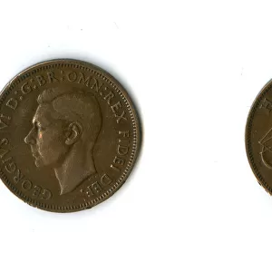 British coin, George VI halfpenny