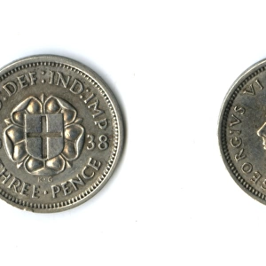British coin, George VI silver threepenny bit